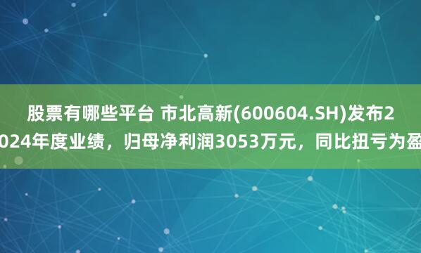股票有哪些平台 市北高新(600604.SH)发布2024年度业绩，归母净利润3053万元，同比扭亏为盈