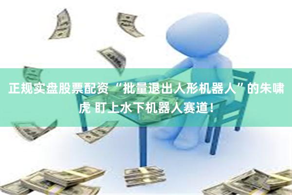 正规实盘股票配资 “批量退出人形机器人”的朱啸虎 盯上水下机器人赛道！