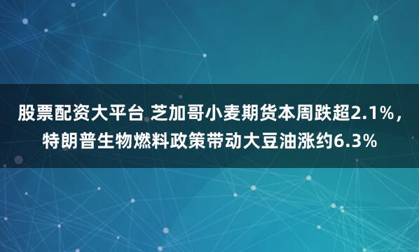 股票配资大平台 芝加哥小麦期货本周跌超2.1%，特朗普生物燃料政策带动大豆油涨约6.3%